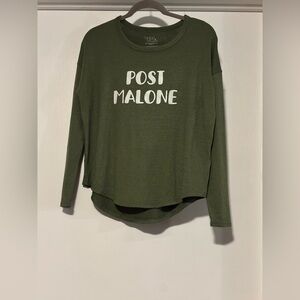 Post Malone Time and Tru Olive Graphic Long Sleeve Band Tee